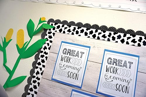 Miniatura 5 de CTP - Borde EZ con estampado de vaca para el aula, borde de tablón de anuncios para temática de granja y animales (prensa creativa de enseñanza