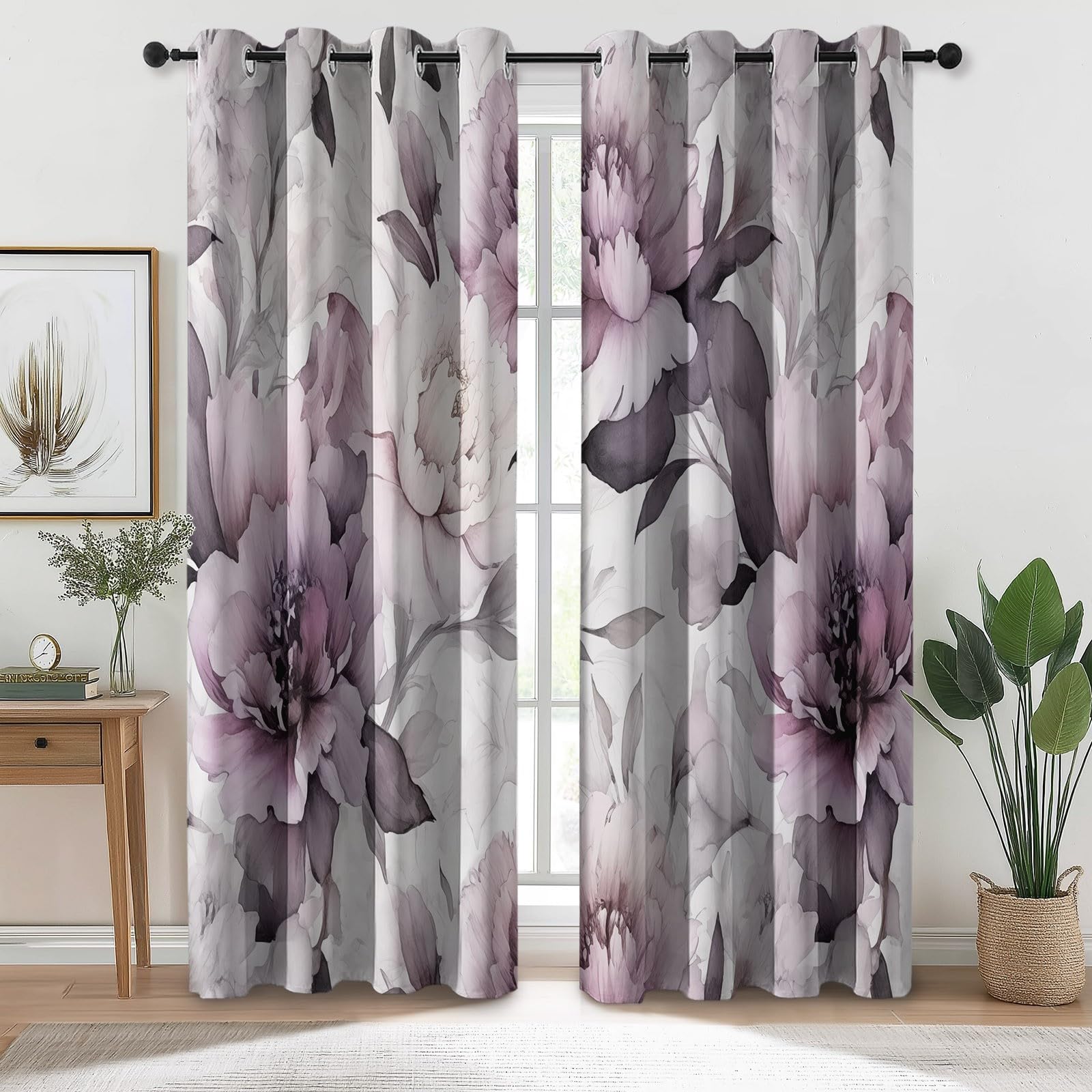 Rideau opaque isolant haut de gamme violet au tombé élégant 150x280 cm pour chambre