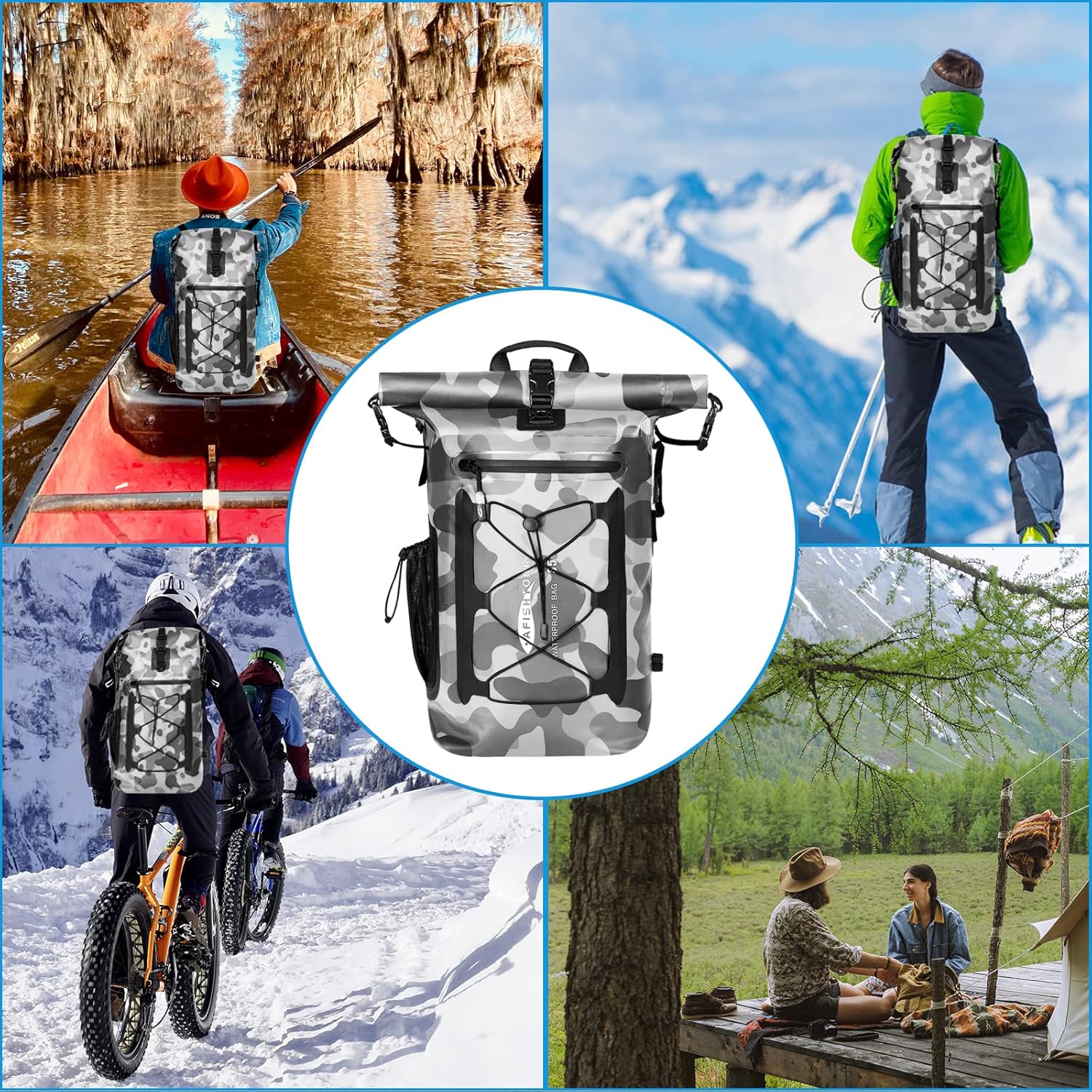 Waterproof Backpack for Men and Women - Roll-Top Floating Dry Bag Backpack for Kayaking, Rafting, Boating, Beach (Black) - Image 7