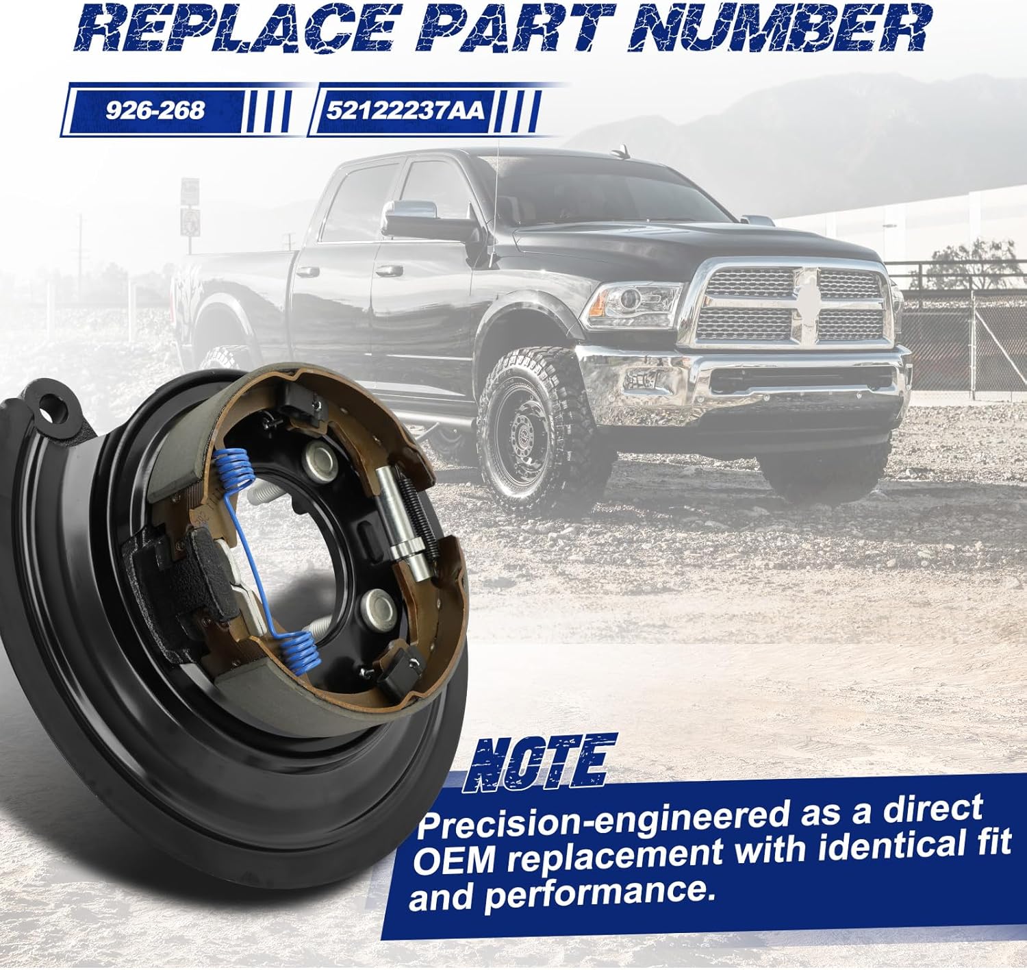 926268 Rear Side Loaded Parking Brake Backing Plate Assembly, Fit for Dodge Ram 2500/3500 2009-2010, Fit for Ram 2500/3500 2011, OE 926-268, 52122237AA