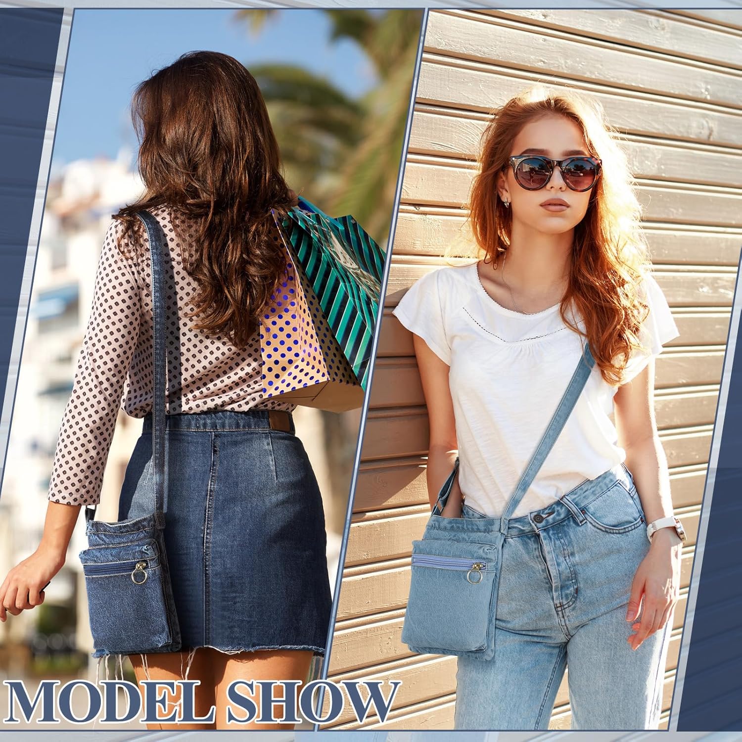 2 Pcs Small Denim Purses Crossbody Bags Jean Shoulder Handbag Adjustable Retro Denim Cell Phone Bags for Women - Image 6