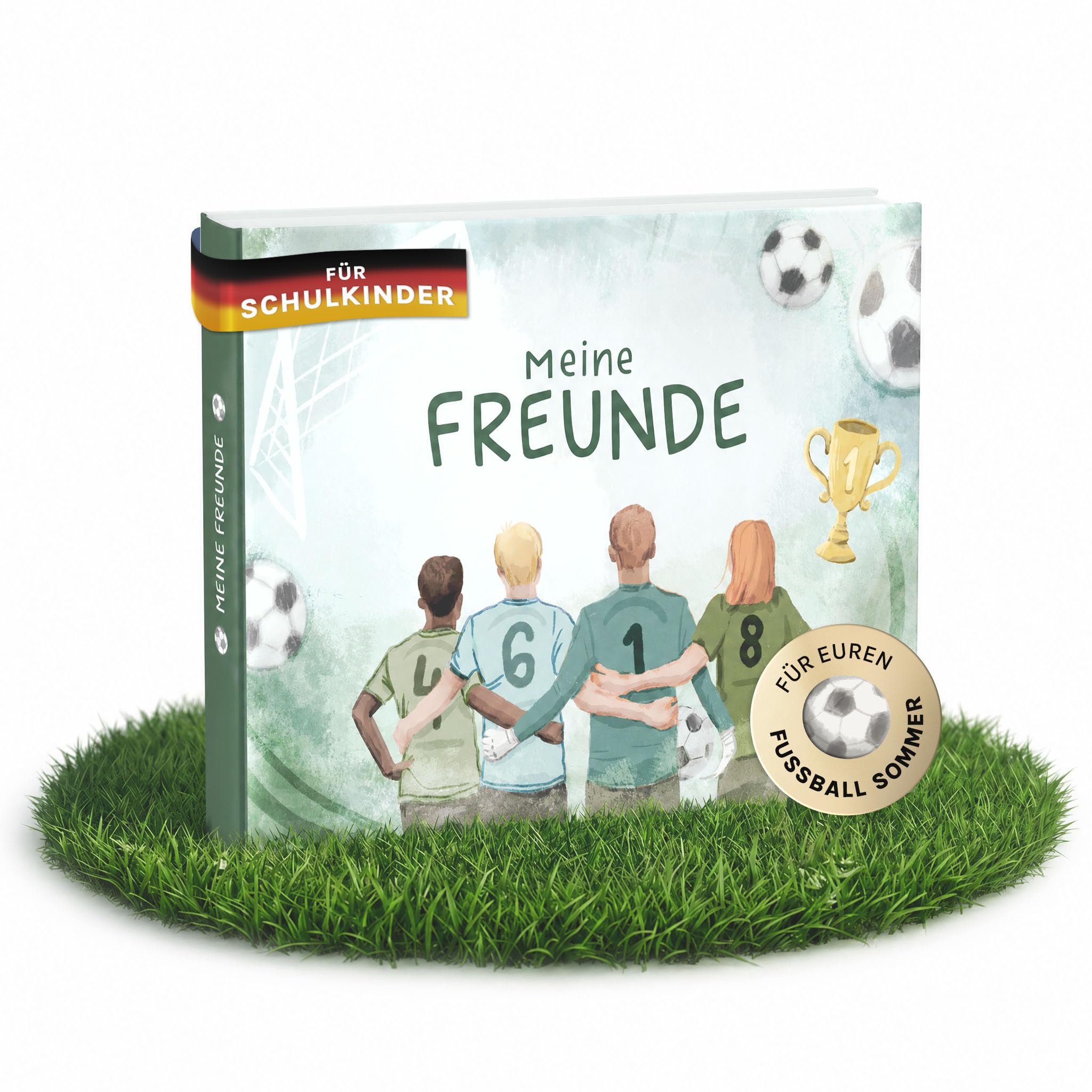 mintkind Freundebuch Fußball – Schulfreundebuch für Jungen mit 30 Einträgen, Fußball-Motiv, extra Seiten & robustem Hardcover – Geschenk für Grundschüler