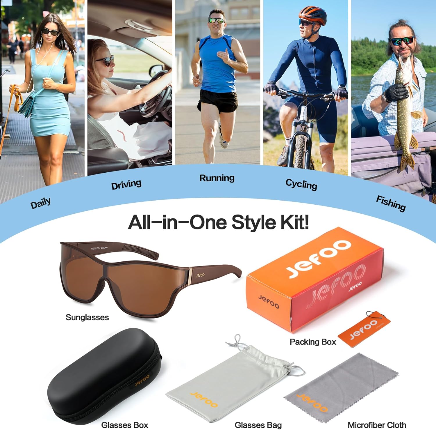 Jefoo Fit Over Glasses Oversized Polarized Sports Sunglasses for Women Men Trendy Retro Sun Glasses UV400 Protection - Image 7