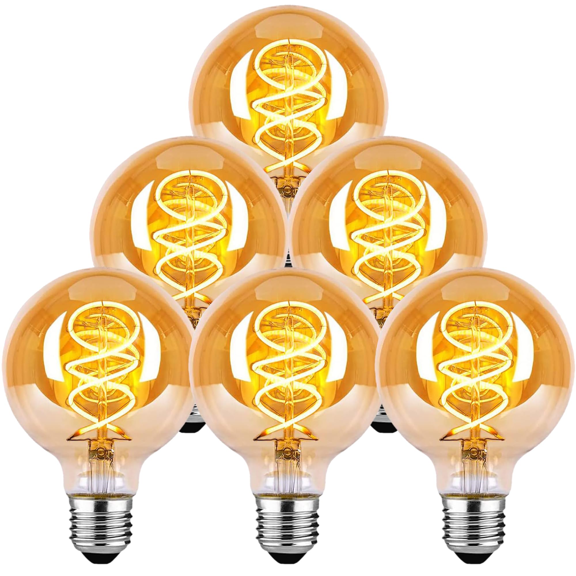 Edison Vintage Glühbirne E27, E27 LED Vintage Dimmbar 4W Retro Glühbirne LED Filament Lampe Warmweiß Ideal für Nostalgie und Retro Beleuchtung im Haus Café Bar,Bernstein Glas- 6 Stück (YHS6PBT1)