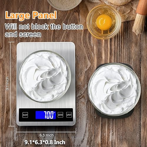 Miniatura 2 de Báscula de cocina para alimentos  Báscula de cocina digital recargable de 33 libras de peso gramos y onzas con pantalla LCD para hornear y cocinar
