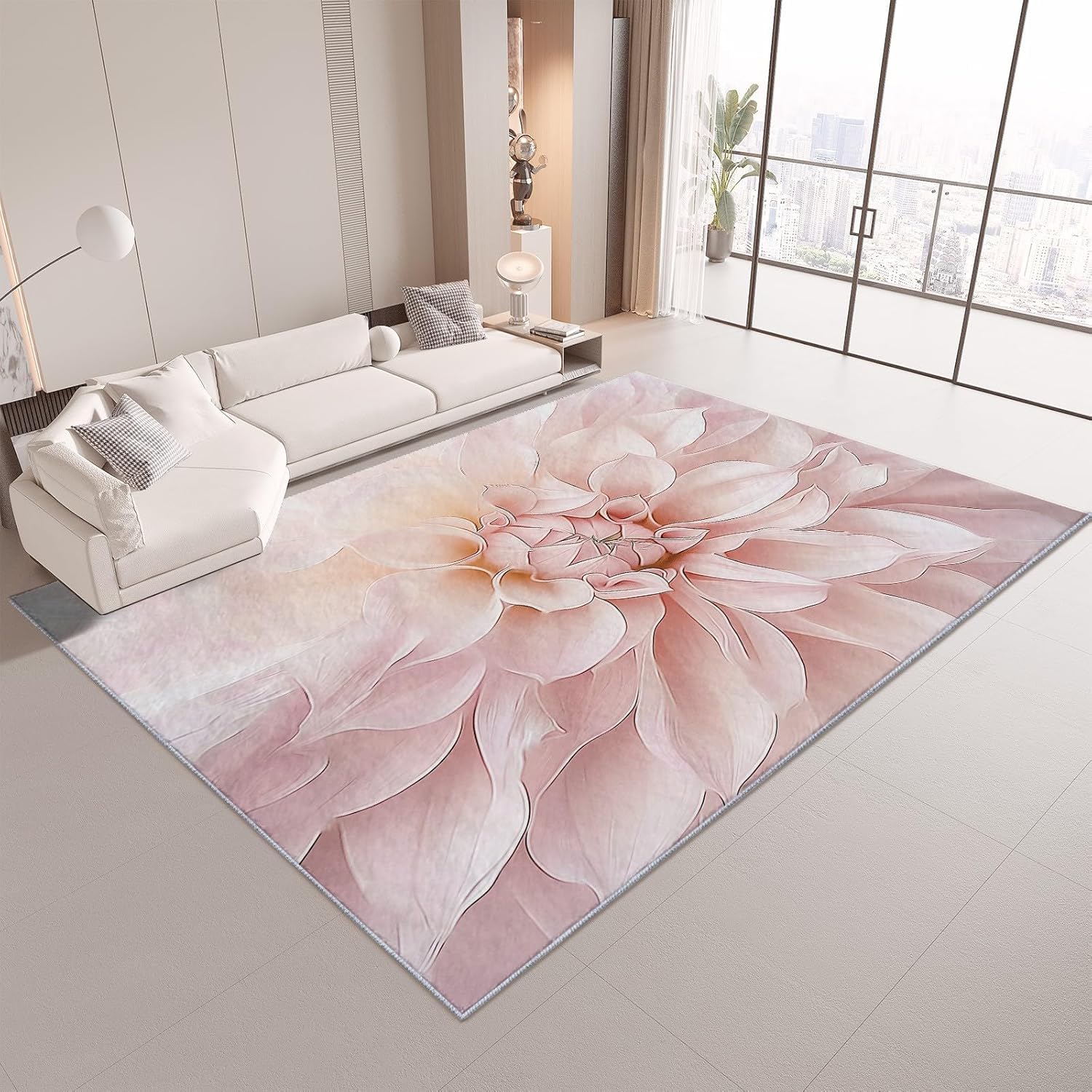 Tapis fleurs roses antidérapant et lavable qui ne glisse pas