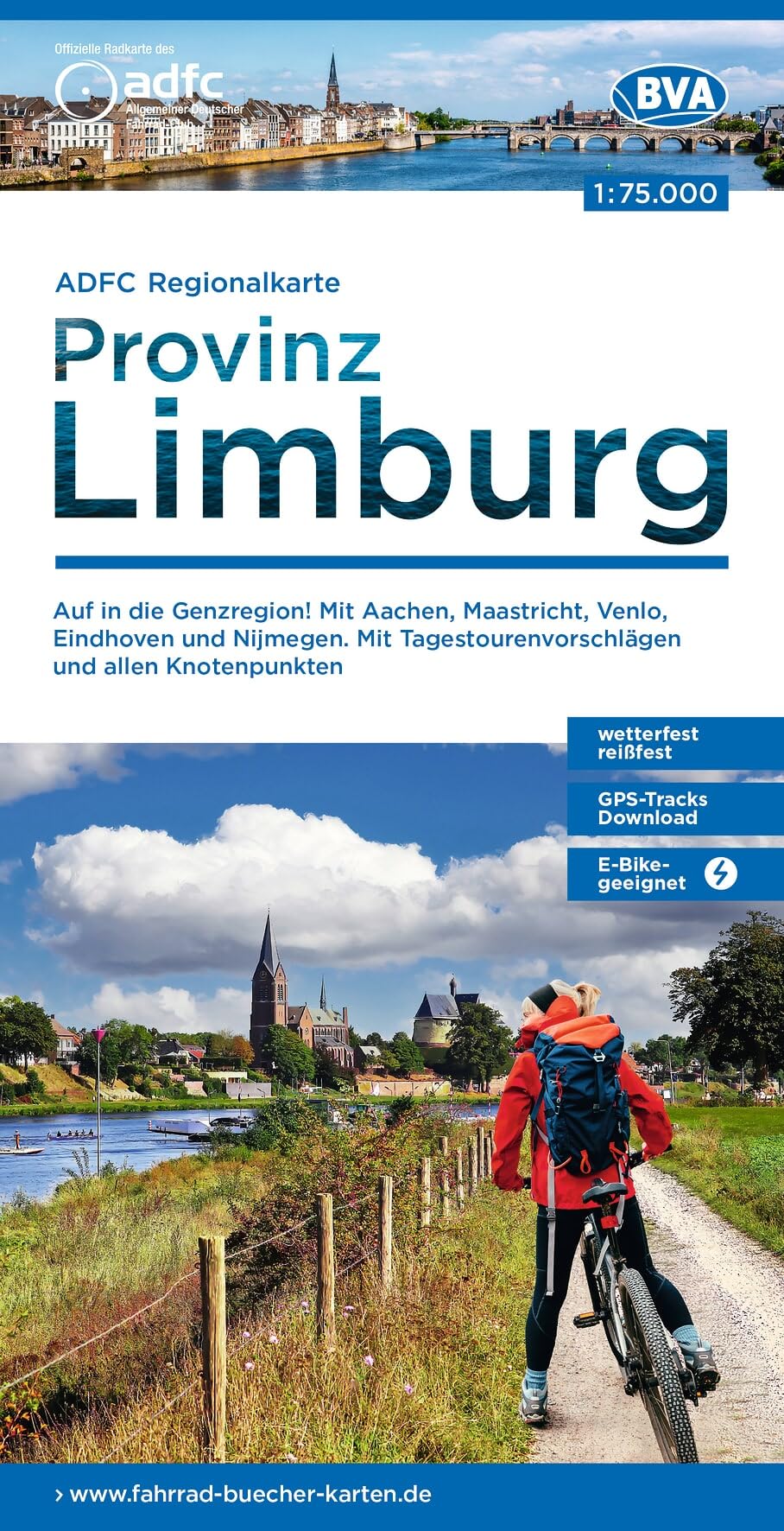 Limburg cycling map: mit Tagestourenvorschlägen und allen punkten, reiß- und wetterfest, E-Bike-geeignet, GPS-Tracks Download, Auf in die Grenzregion! ... Eindhoven und Nijmegen. (Regionalkarte)