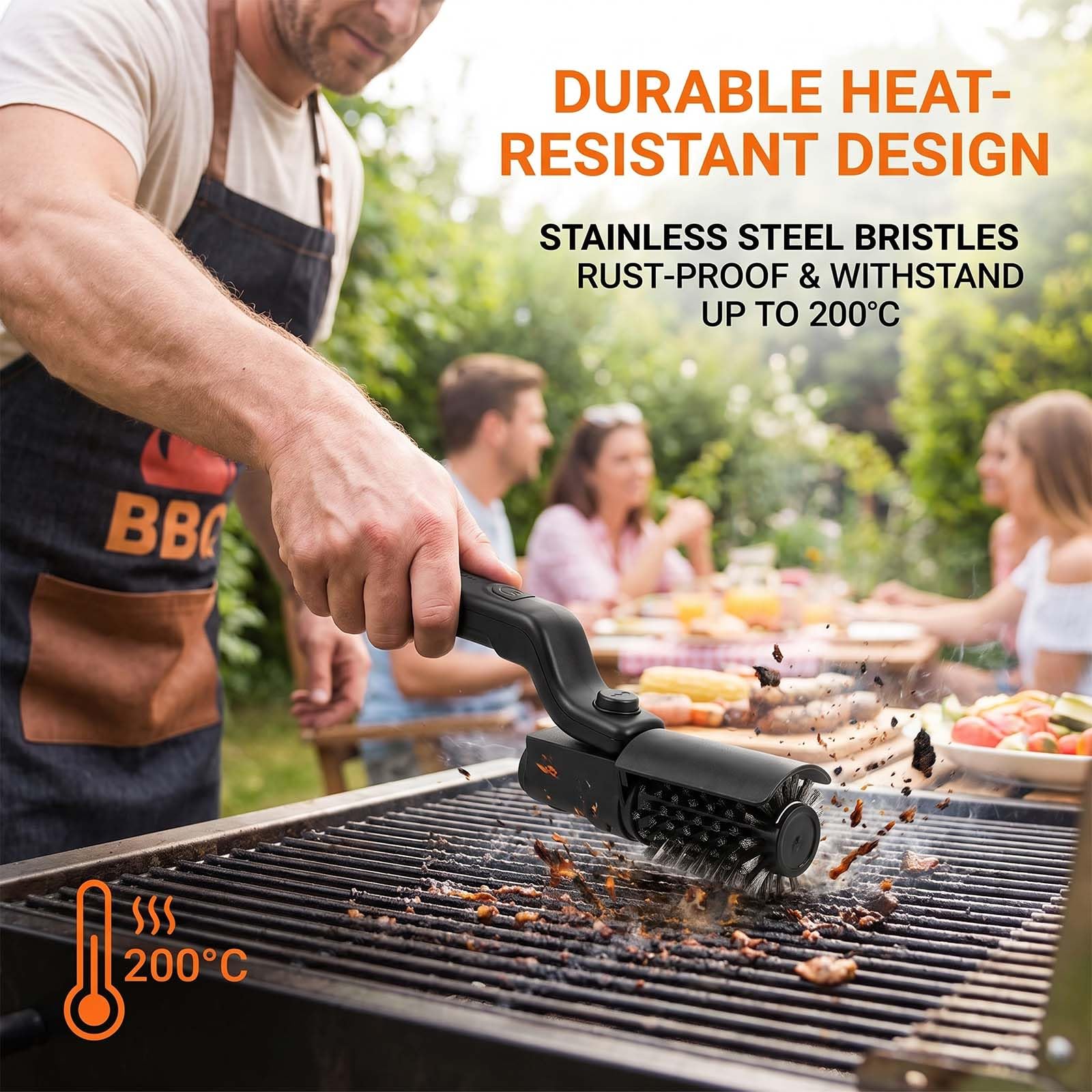 Brosse Électrique pour Barbecue, Brosse de Nettoyage BBQ, Brosse sans Fil, Nettoyeur BBQ Rechargeable, 3 Vitesses, Tête en Acier Inoxydable, Angle Réglable, Étanche, 90 Min Autonomie