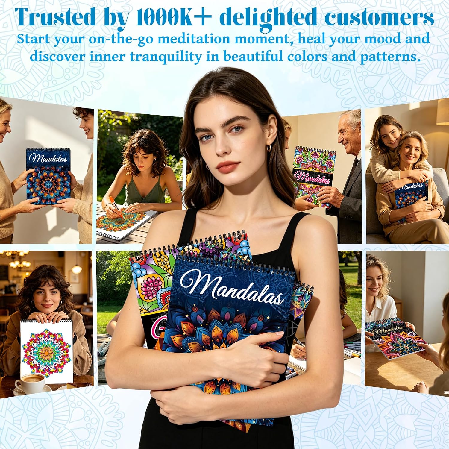 Kalysky Mandala Adult Coloring Book Set - 3 Pack Spiral Bound Coloring Books for Adults Relaxation, 60 Original Mandala Designs, Stress Relief Anxiety Relief Gifts for Women Men