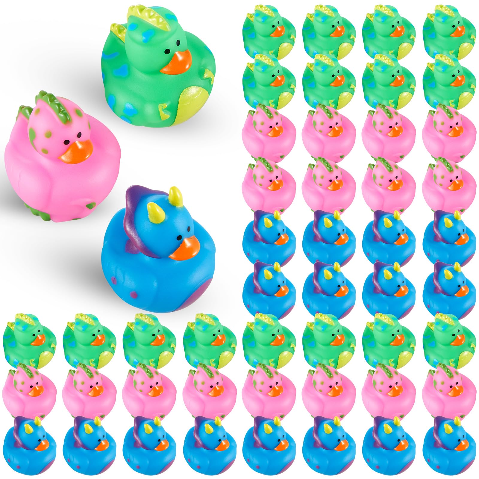 Deekin Rubber Ducks 2 Inch Animal Party Favors Small Rubber Ducks for Cruise Ships for Shower Birthday Gift Activity Theme Party(50 Pcs,Dinosaur)