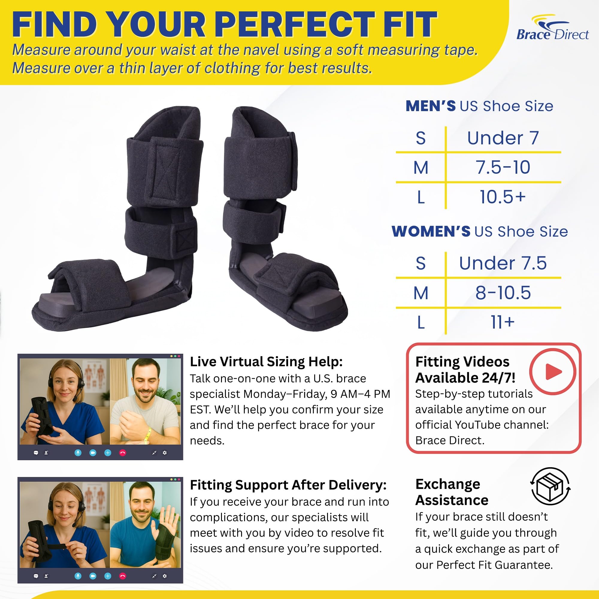Brace Direct Férula nocturna acolchada cómoda de 90 grados, soporte de estiramiento para fascitis plantar, pie caído, tendinitis de Aquiles y dolor en el talón, mediano (EE. UU. zapatos de hombre 7.5