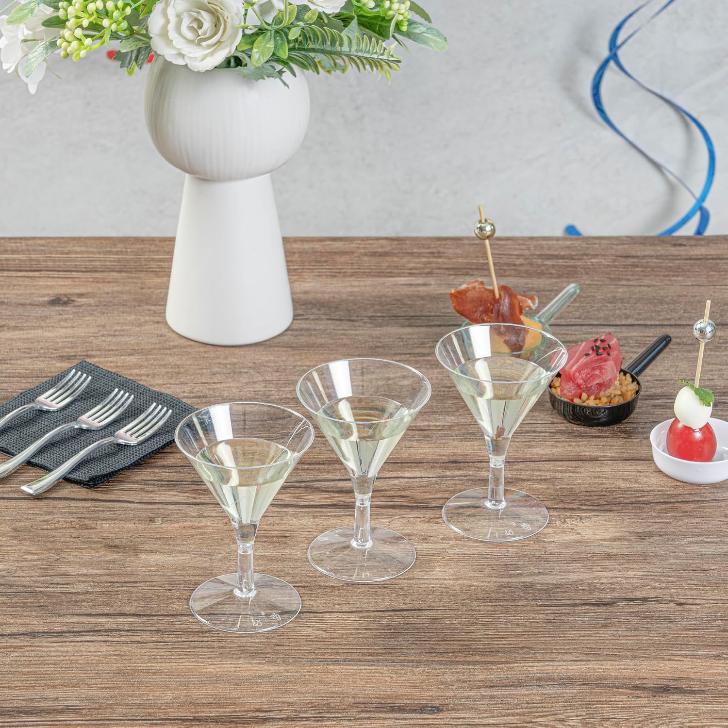 2 Ounce Mini Martini Glasses, 100 Disposable Plastic Martini Glasses - Recyclable, Crack Resistant, Clear Plastic Small Martini Glasses, For Parties or Weddings, - Restaurantware