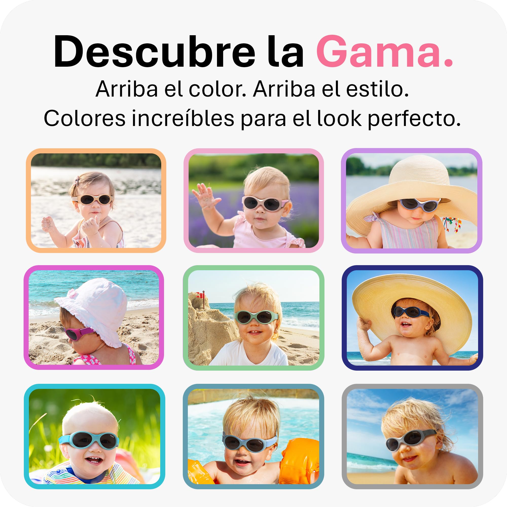 Mausito gafas de sol para bebés 0-18 meses UV400 & lentes categoría 3 | Gafas de sol infantiles flexibles con correa ajustable y suave | Ajuste seguro | Diseño europeo