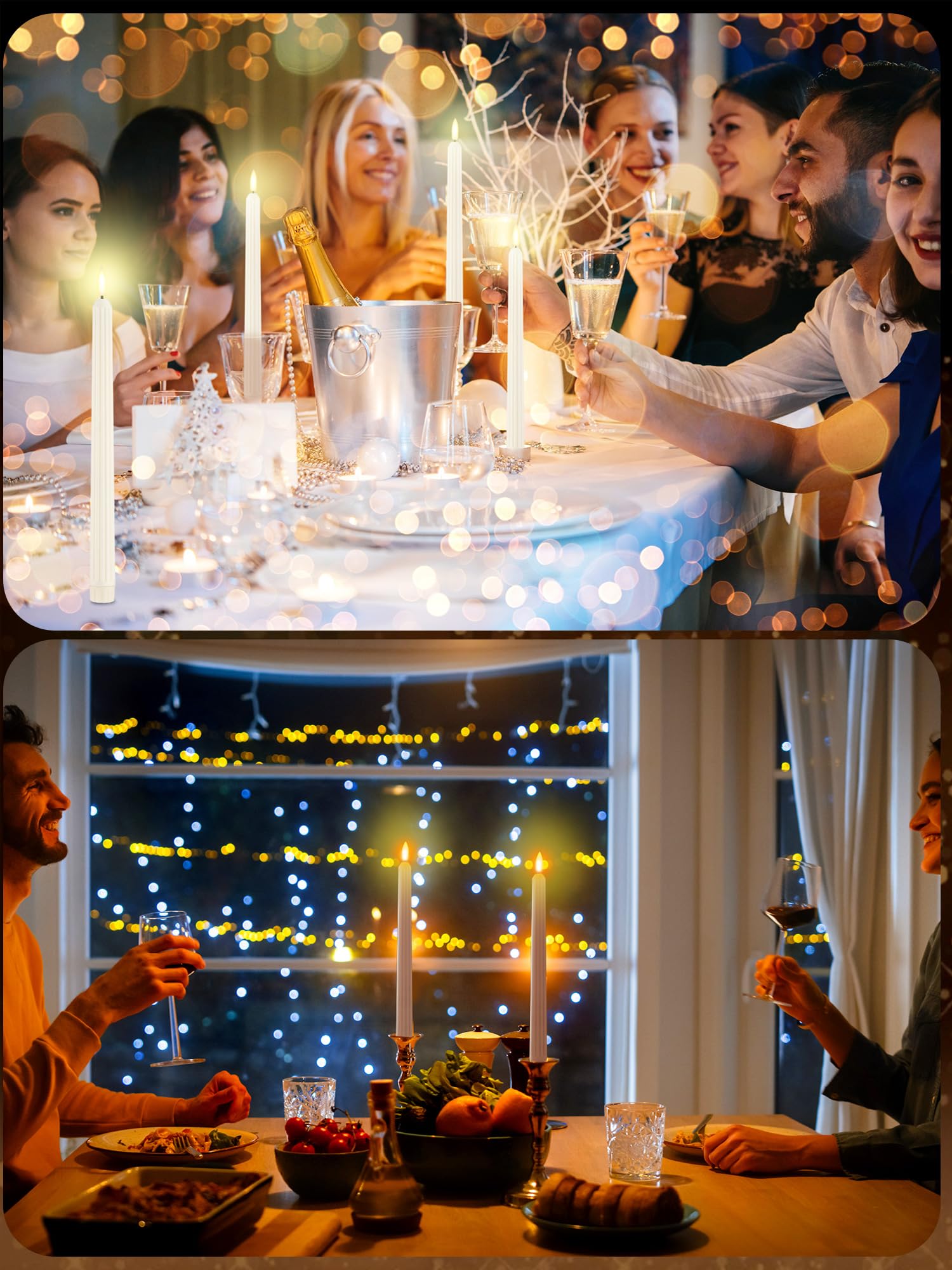 Treela 36 candele coniche senza fiamma, 28 cm, tremolanti LED finte, alimentate a batteria, elettriche, per Natale, Halloween, compleanno, festa di nozze (bianco avorio, colonna romana)