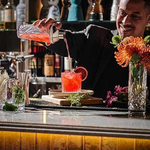 Miniatura 3 de Coctelera de cristal, coctelera de Martini con tapa de acero inoxidable y colador, juego de herramientas de jarra de vidrio profesional para mezclar