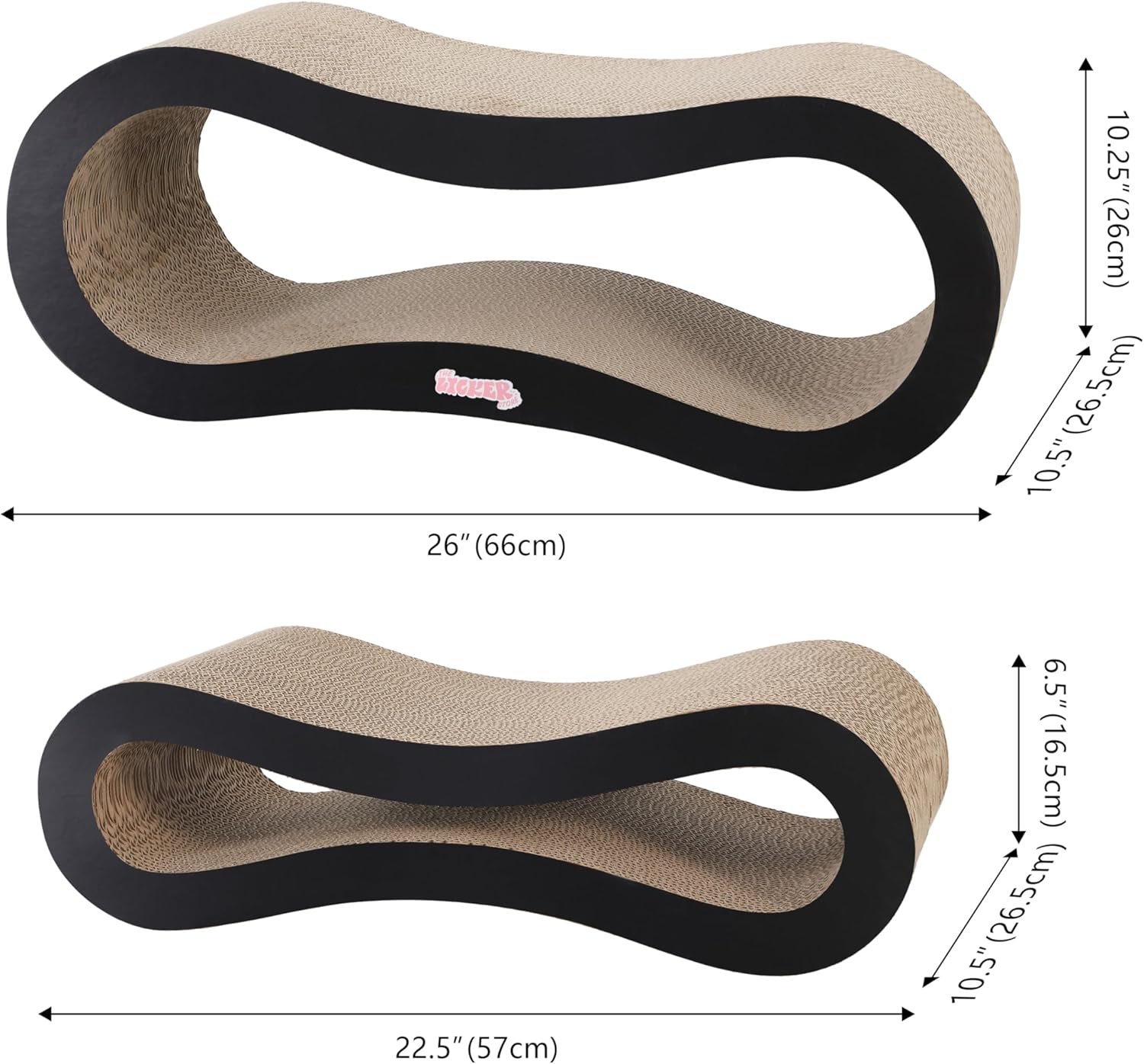 CSR1014A Suvi 26" Modern Cardboard Infinity 2-in-1 Lounge Bed Cat Scratcher with Catnip, Ink