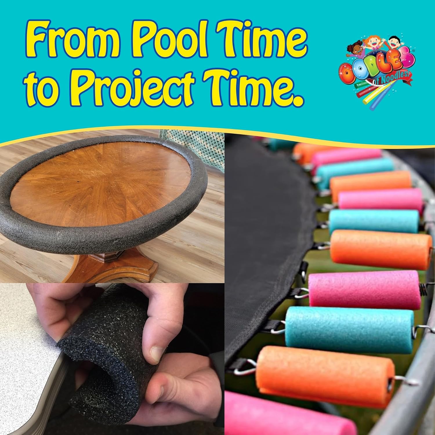 Oodles of Noodles Clamp-On Standard Size Foam Noodles - 12 Pack - Extra Dense, Buoyant Foam Tubes Used as Sharp Edge Protectors, Corner Guards, Padding, Pipe Insulation, DIY Protection Projects & More