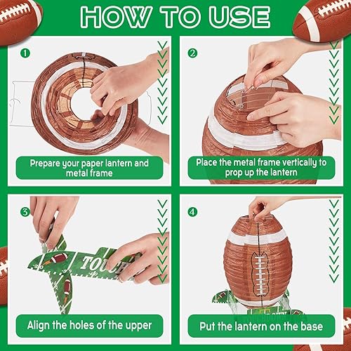 Miniatura 4 de Juego de farol de papel de fútbol decoración de centro de mesa linterna de juego de fútbol con piezas de soporte suministros de fiesta de cumpleaños
