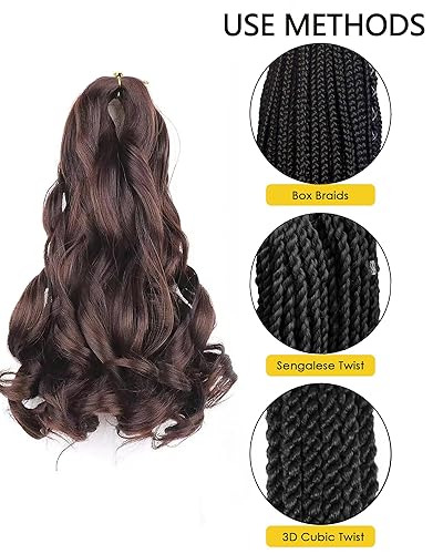 Miniatura 208 de Cabello rizado francés trenzado de 20 pulgadas, color 4, cabello rizado preestirado, 8 paquetes de trenzas de ganchillo para trenzas de caja