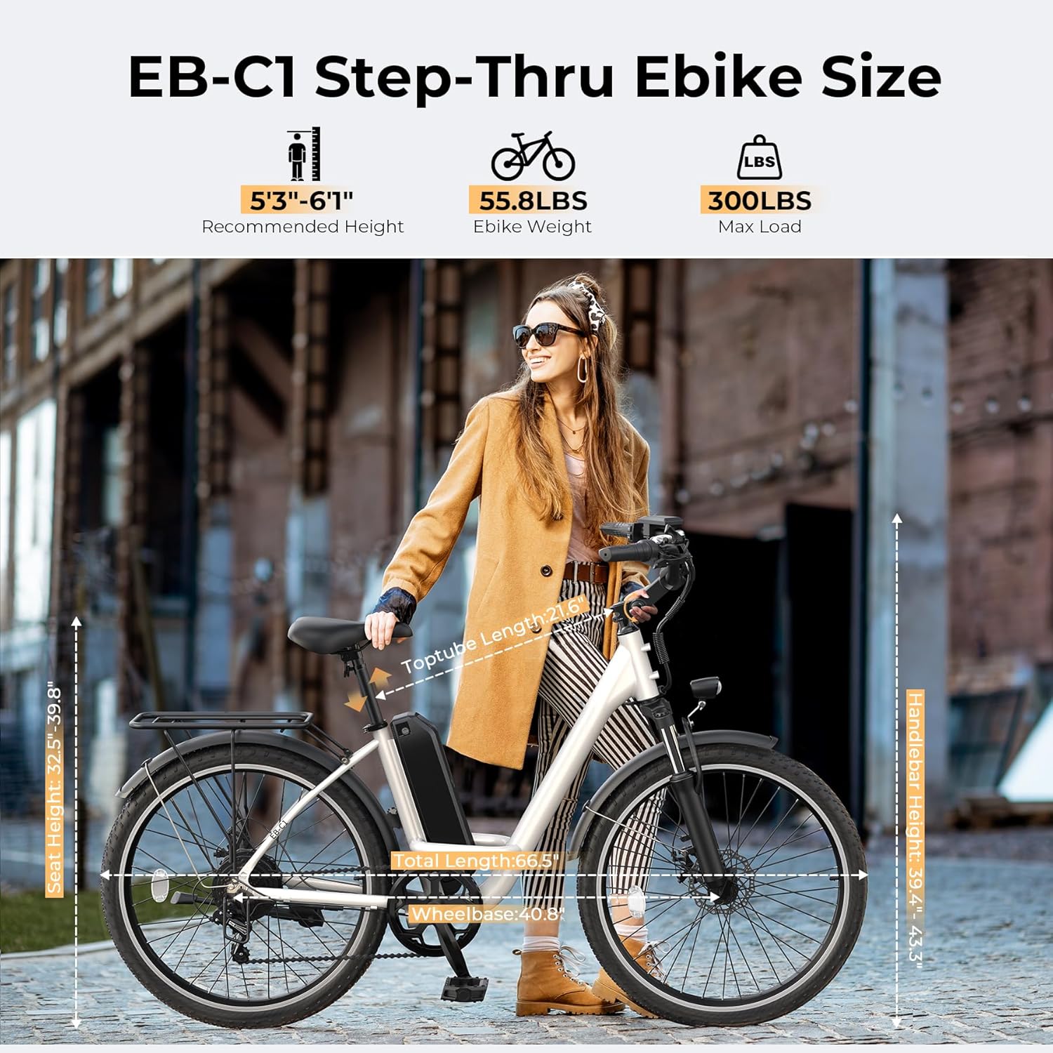 Electric Bike for Adults, Peak 1000W Ebike, 50Miles 21.7MPH UL 2849 Certified Commuter Bike, 26'' City Cruiser Bicycle with 48V Removable Battery, Rear Rack, Adjustable Stem, 7 Speed