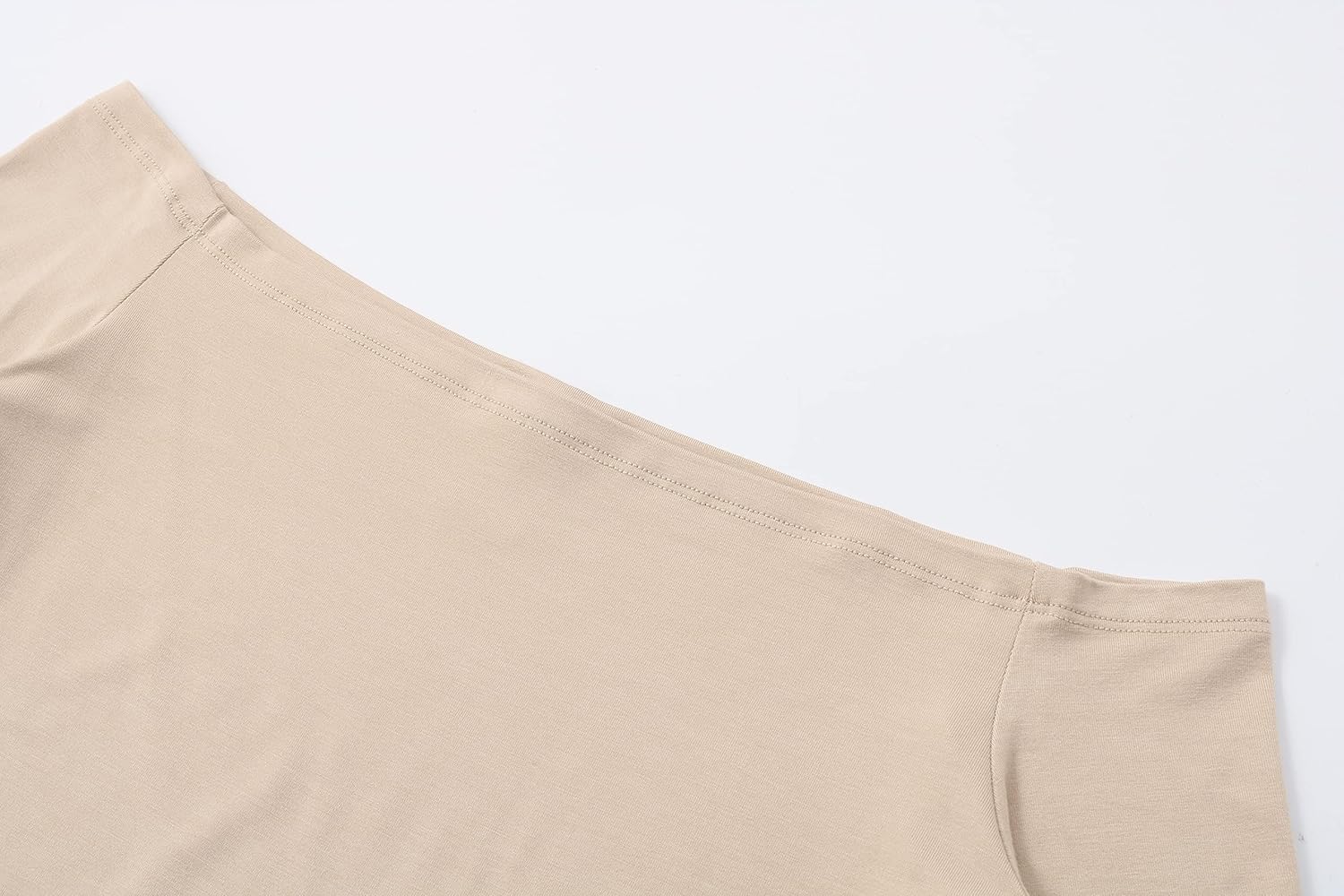 OThread & Co. Women's Off Shoulder Short Sleeve Crop Top Comfy Basic Stretch Layer Shirt - Image 5