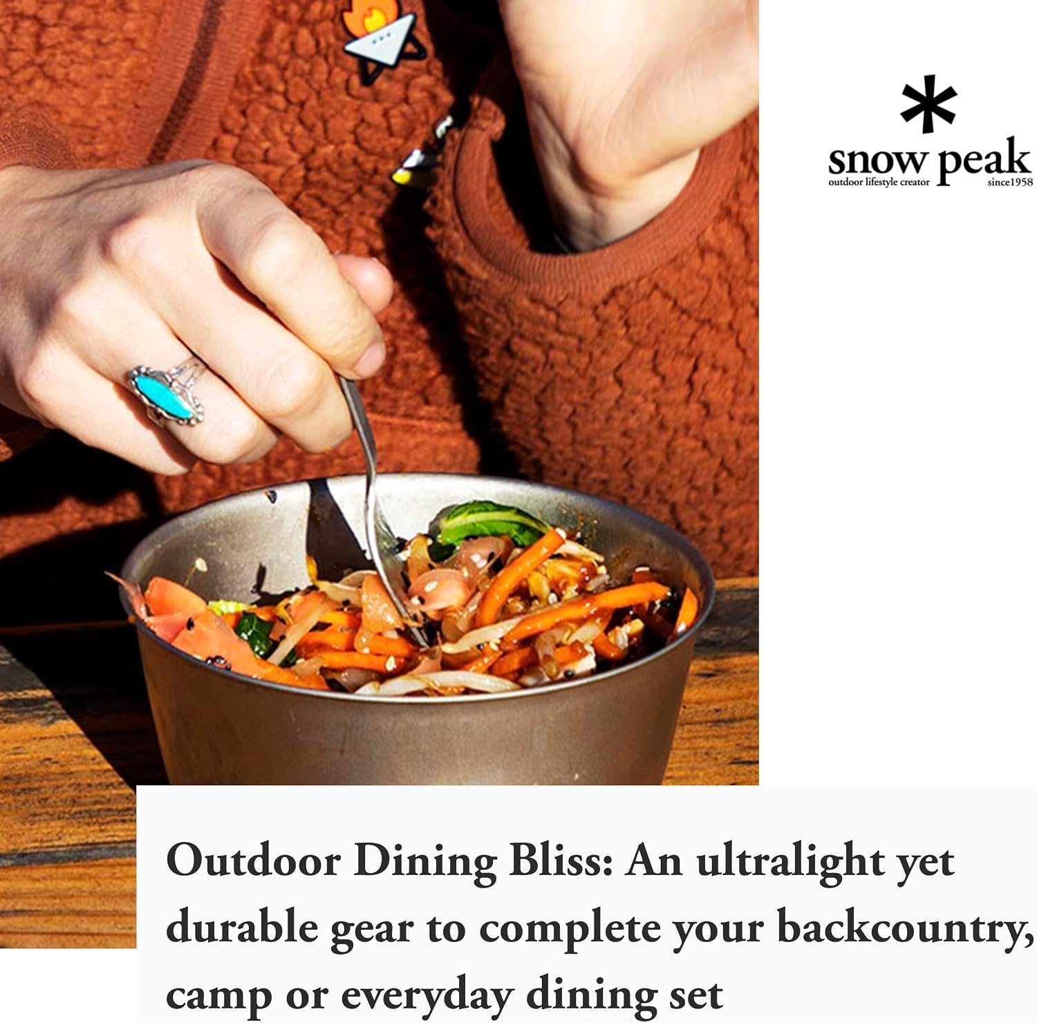 Snow Peak Titanium Trek Bowl - Ultralight & Sturdy Titanium Bowl - Durable & Compact Cookware for Camping, Hiking, or Backpacking Trips - 13 cm