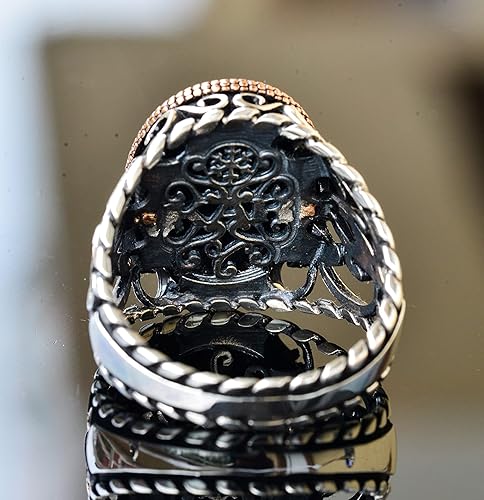 Vista 5 de Enigmatic Serpent 925K Sterling Silver Men's Gemstone Ring - Symbolic Power & Handcrafted Intricacy