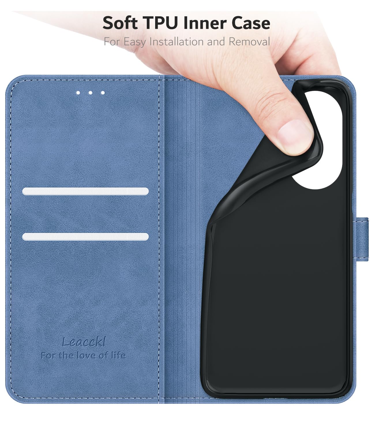 Cover Xiaomi Redmi A5 4G: Custodia Portafoglio In Pelle PU Con Supporto E Slot Per Schede (Blu) - 5