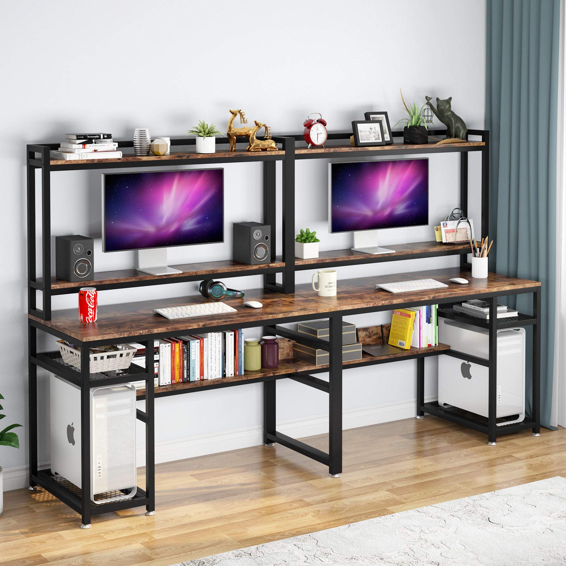 Buy Tribesigns 94.5 inch Extra Long Double Computer Desk with Hutch
