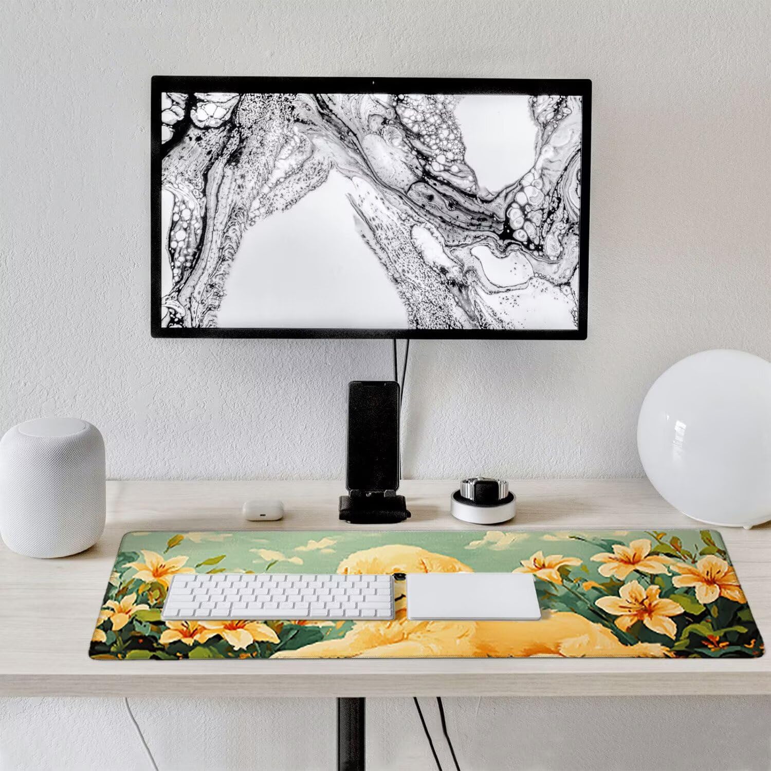 Podkładka pod mysz do gier XXL duża mysz 1200 x 500 mm, duża podkładka pod biurko z antypoślizgową gumową podstawą dla graczy, poprawia precyzję i szybkość (kwiaty psów) o-365