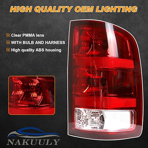 Miniatura 5 de Nakuuly Luz trasera compatible con GMC Sierra 1500 2500HD 3500HD 3500HD 2007-2014, luz trasera del lado del pasajero, conjunto de señal de freno con