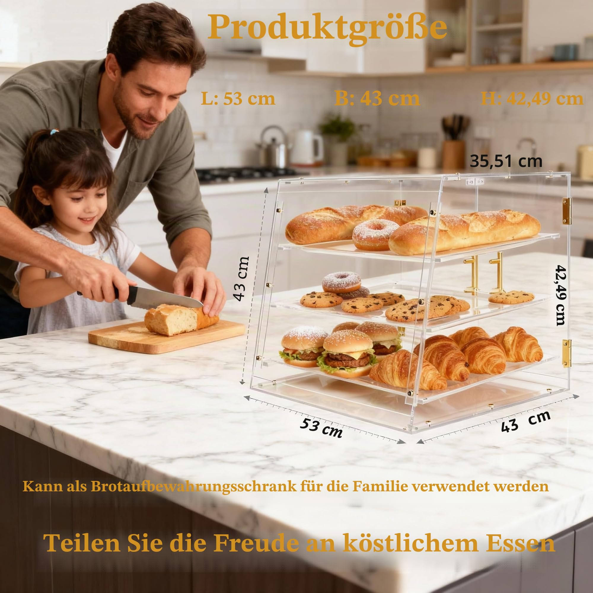 Commercial Bakery Vitrine mit magnetischen Türen hinten, 53 x 43,5 x 42,6 cm, Gebäckvitrine für Küche, Donut