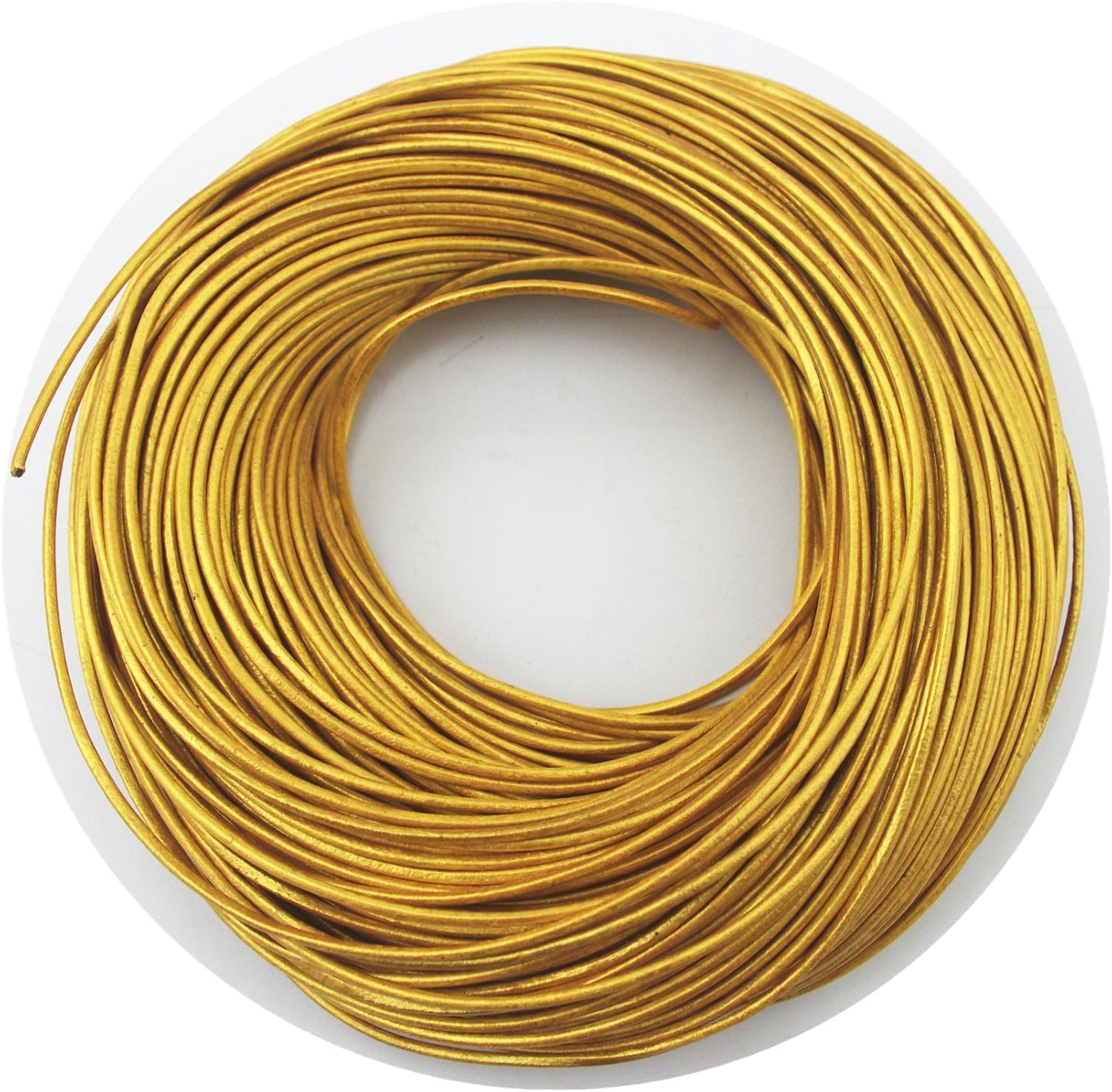 Glory Qin Soft Round Genuine Jewelry Leather Cord Leather Rope (Gold 2mm 10 Yards) - Image 4