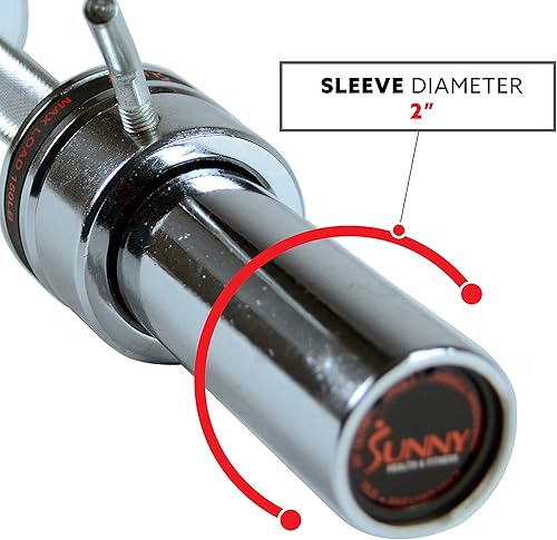 Miniatura 5 de Sunny Health & Fitness OB-20 - Manillar olímpico de 20 pulgadas con collares de anillo, tamaño mediano