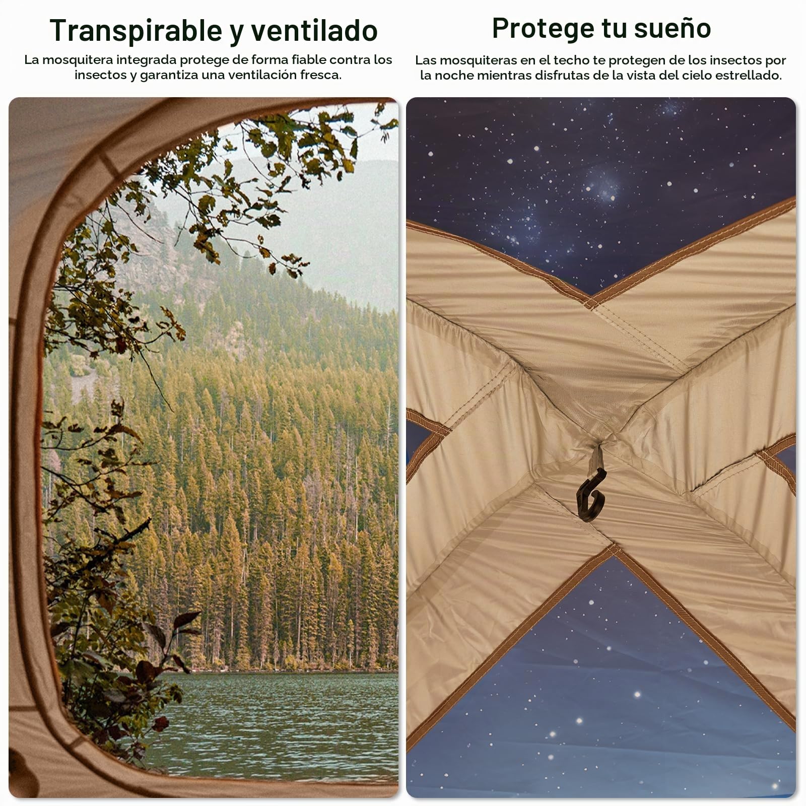 Tienda de campaña inflable, tiendas de campaña inflables para 2/4/6/8 personas para acampar, actualización 2025 Puerta con cremallera de fácil construcción Carpas inflables Casa grande con protección