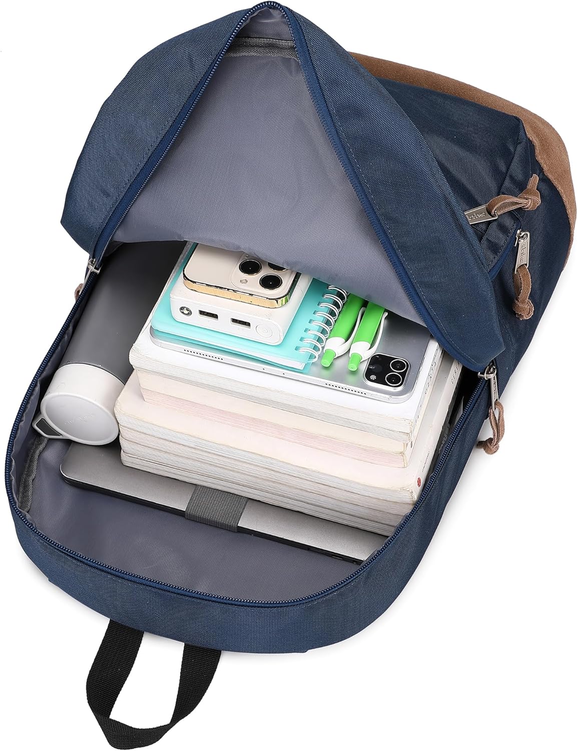 abshoo Classic Mens Backpack for School College Bookbag Middle High School Boys Bakcpacks for Teen Casual Daypack (Navy) - Image 2