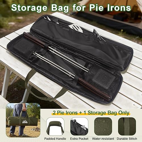 Miniatura 5 de Mountain Pie Maker - Juego de 2 planchas de hierro fundido para acampar con bolsa de almacenamiento, sandwichera de hierro fundido