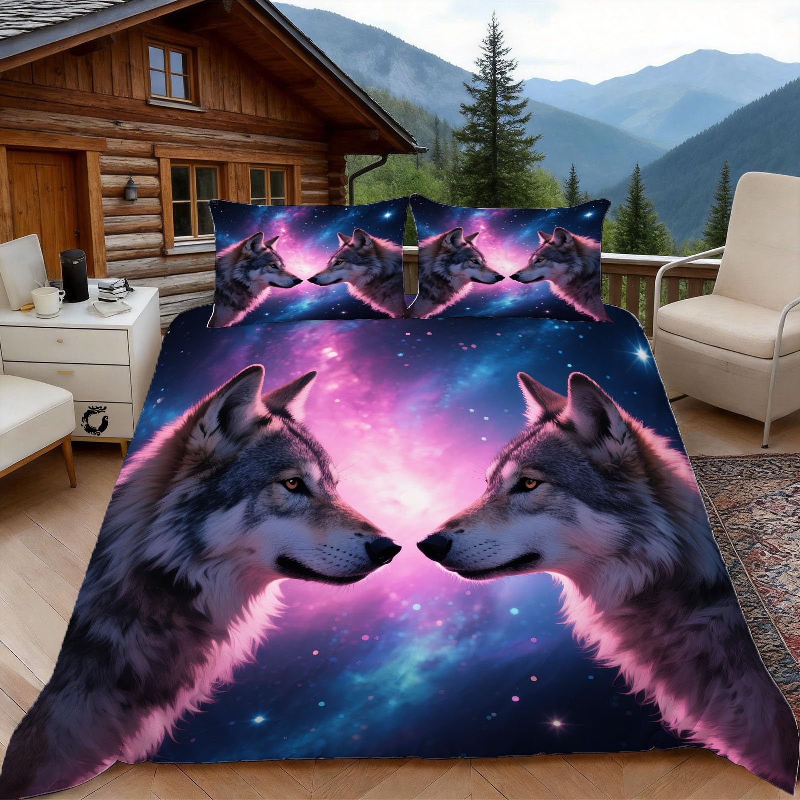 Housse de couette loup 240x260 cm zippée pour en finir avec la couette qui glisse du lit