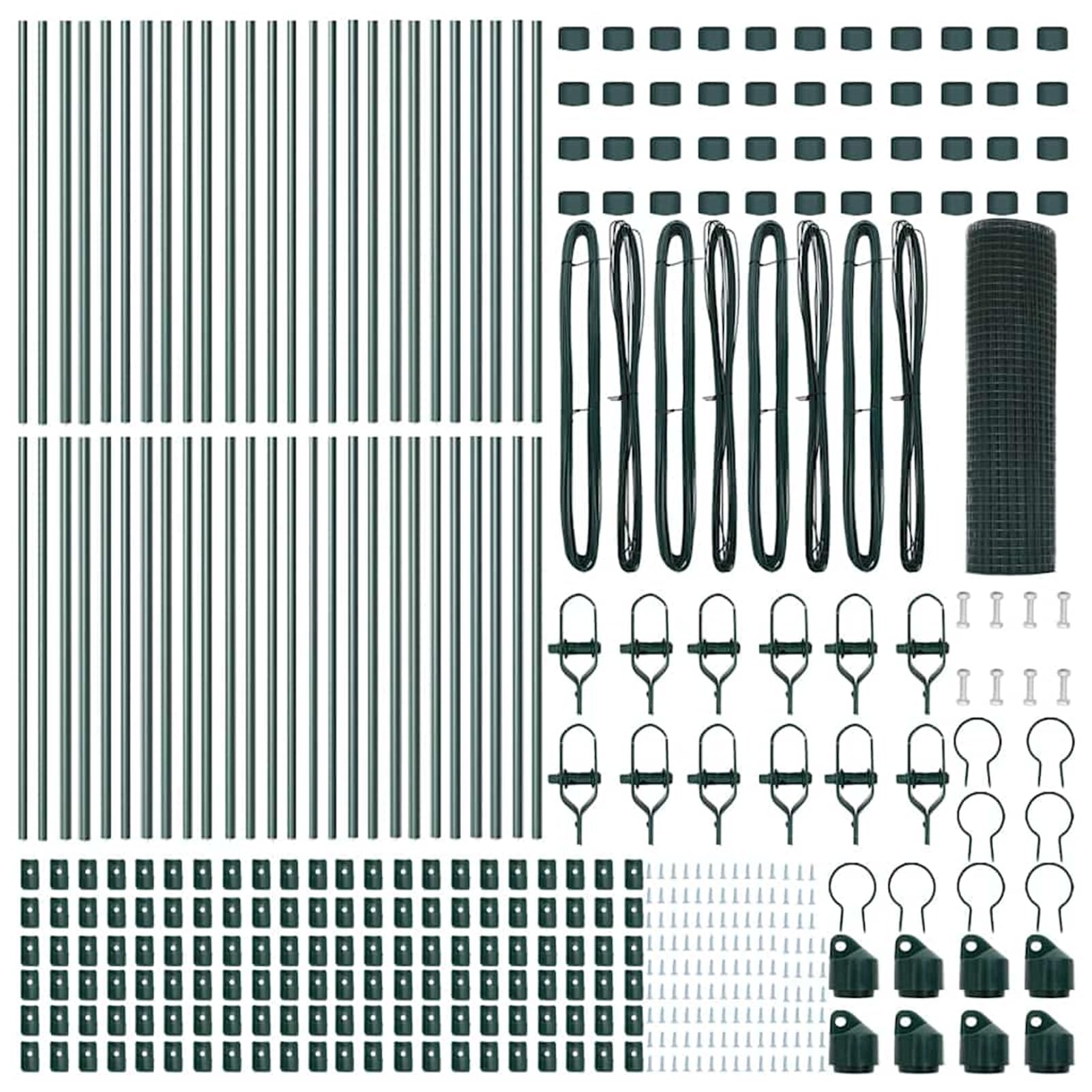 Słupki ogrodzeniowe zielone – odporna na korozję stal/PCW, malowana proszkowo, 10000 x 3,2 x 80 cm, 52 sztuki, do bezpiecznego odgraniczenia zewnętrznego
