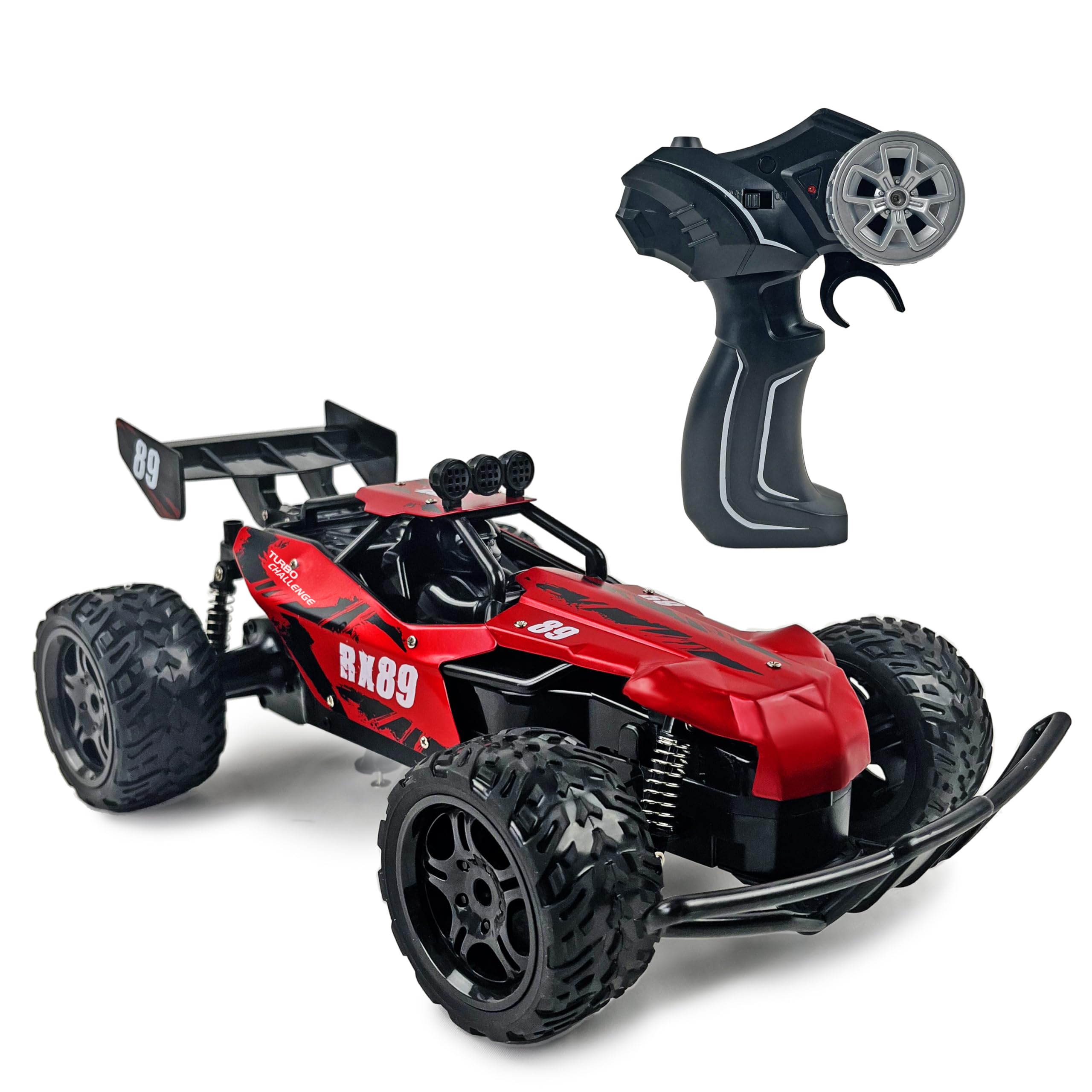 TURBO CHALLENGE - RX Car 89 - Die Cast - 093721 - Voiture Télécommandée - Rouge - 1/​12 - Prêt à Rouler - Batterie Rechargeable et Piles incluses - Métal - À Partir de 6 Ans