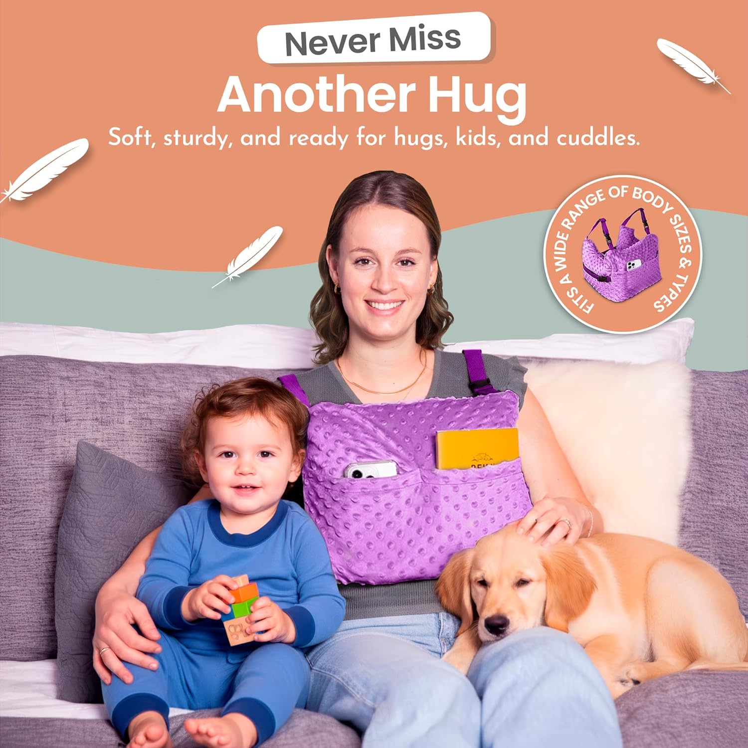 MOYOAMA Post Mastectomy Pillow Post Surgery - Wearable Chest Protection with Secure Straps, Easy-Clean Removable Cover, & Pockets - Breast Reduction/Augmentation & Double Mastectomy Recovery Supplies