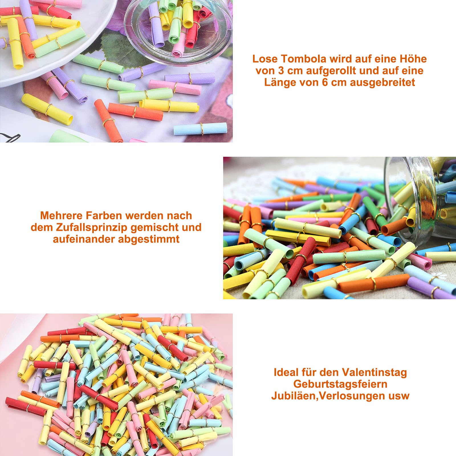 350 Tombola Lose Zum Selberbeschriften - Bunte Nachrichtenkapseln Für Partys & Veranstaltungen