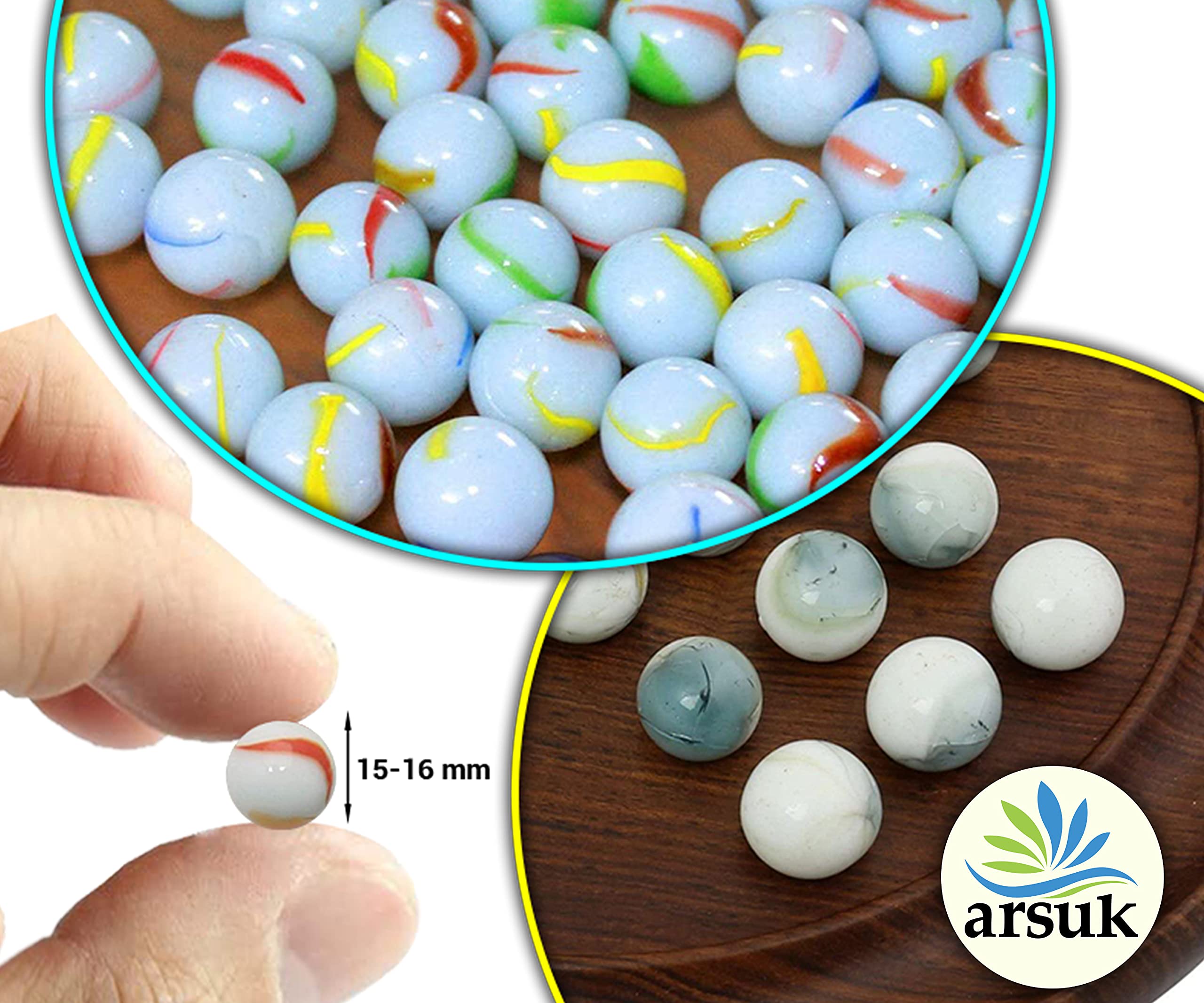 Buy ARSUK Cat's Eye Marbles, Glass Marbles, Comes in a bag, Protection against damage, Sports