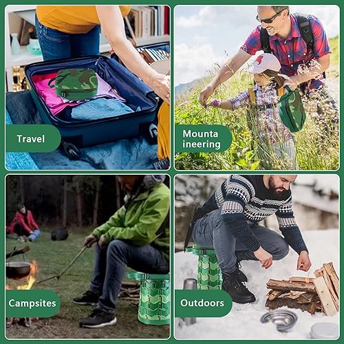 Miniatura 6 de Taburete plegable con asiento acolchado, taburete plegable portátil fácil de transportar para adultos, taburete plegable rápido resistente con bolsa