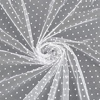 CRAFTMELODY 2 Yards White Mesh Fabric 60 Inch Flocking Flower Tulle Fabric White Net Tulle Mesh Soft Lace Costume Accessories for Wedding Dress Bridal Veil Clothes Sewing DIY Crafts