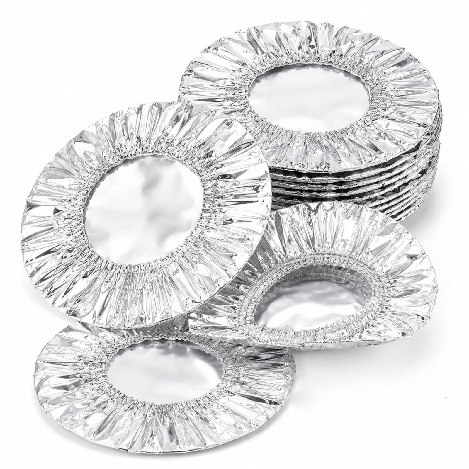 80pcs Stretchy Foil Covers, Aluminium, Insulated Foil Covers, Elasticated Plate, Stretch for Various Container Sizes, Kitchen Plastic Stretch