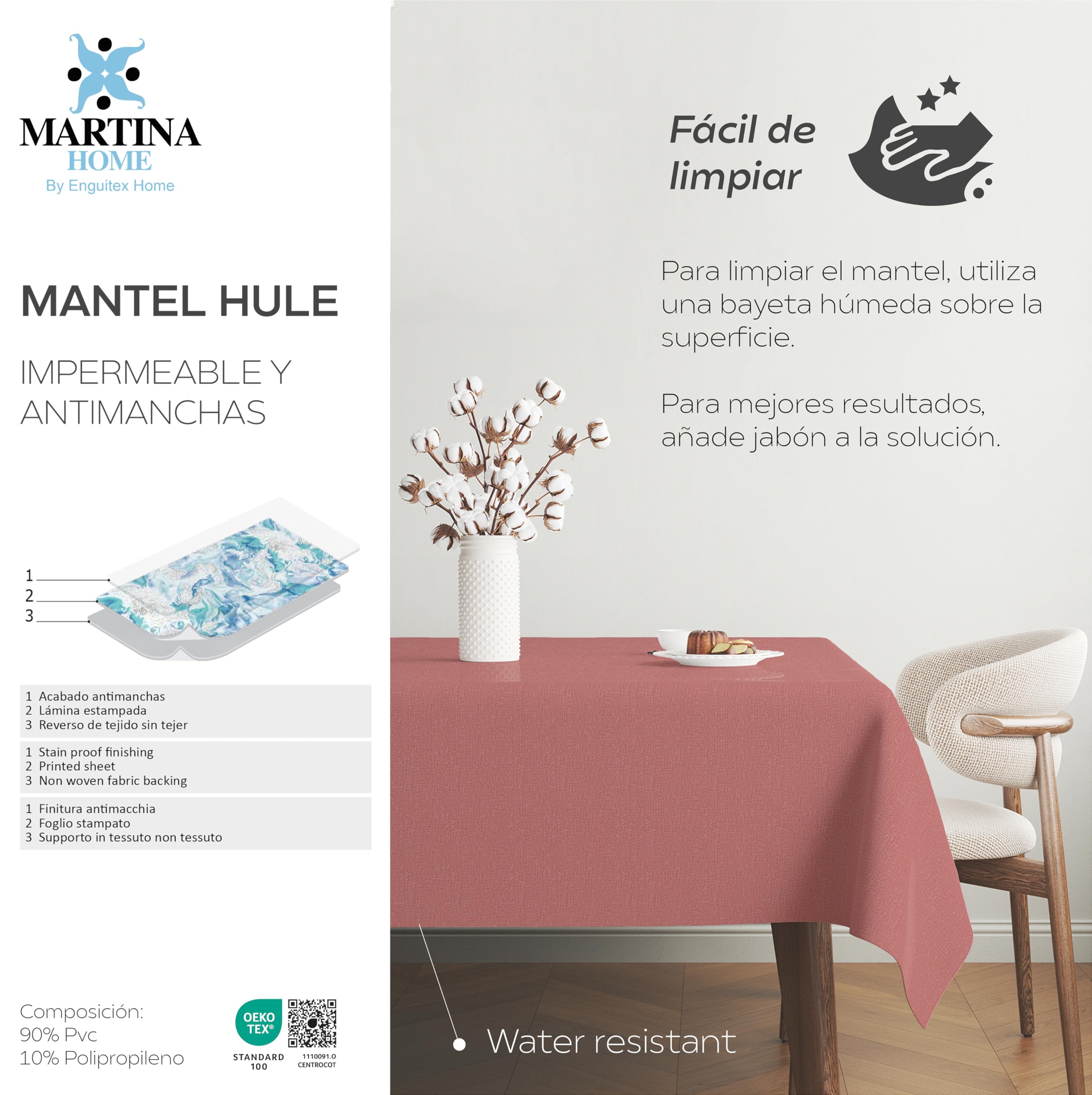 Martina Home TER Red 140 Round Oilcloth Tablecloth, 140 redondo - Image 3