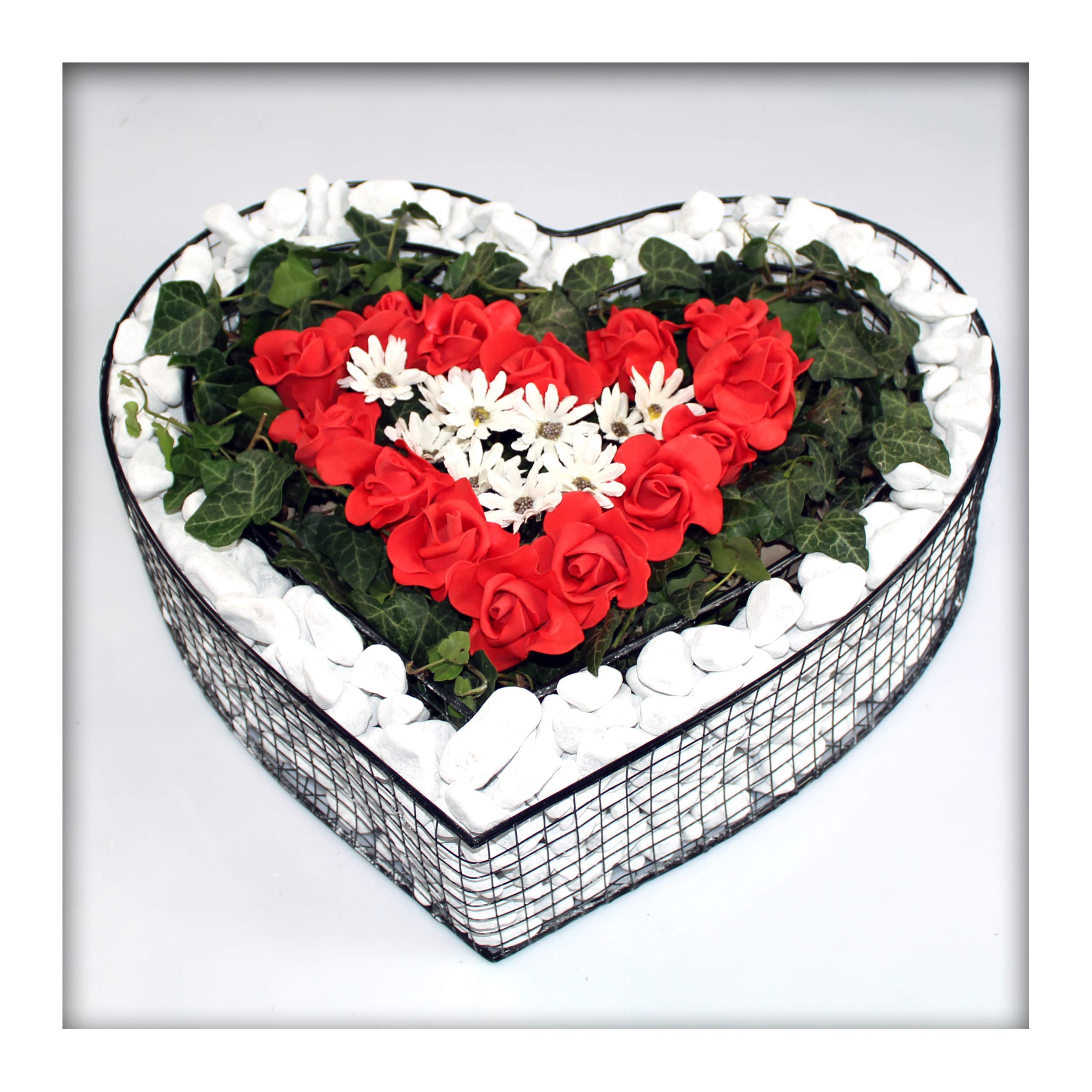 Bellissa Herz-Gitter Pflanzschale - 37x34x4cm Gabionen Gefäß