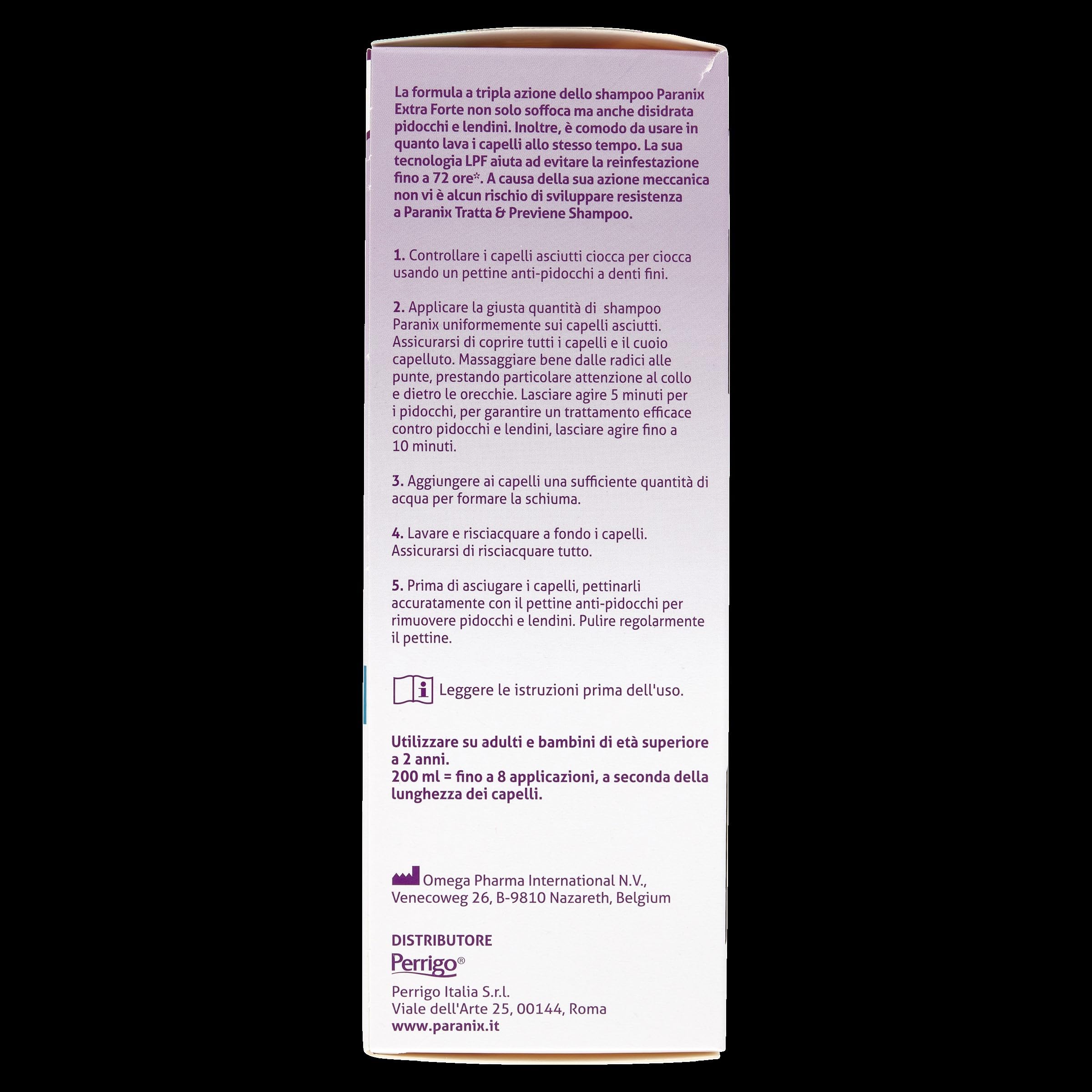 Paranix Shampoo Extra Forte Tratta & Previene Pidocchi e Lendini In 5 Minuti, Multicolore, 200 ml