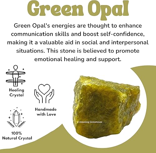 Miniatura 5 de 2 piezas de cristales crudos de ópalo verde y piedras curativas, rocas naturales para rodar y hacer tú mismo, piedras y cristales crudos